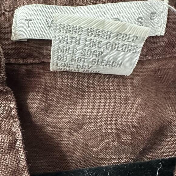 Tweeds Linen Top Shirt Womens Large Brown Button Breathable Minimalist Neutral - Picture 4 of 9